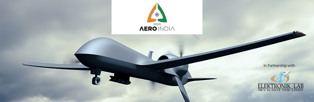 Military drone flying through the air